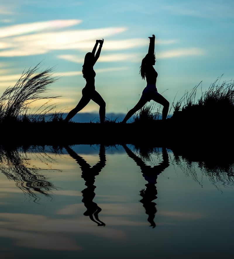 Yoga at sunrise in the snow